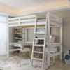 White Wooden 3FT Single Bed High Sleeper Cabin Bed Bunk Frame Student Bedstead