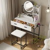Modern Vanity Dressing Table with LED Light Mirror Stool Shelves 2 Drawers