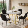 Dining Table and Chairs Set of 4 Marble Look Round Kitchen Table with Metal Legs