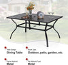 Metal Garden Dining Table Outdoor Patio w/Umbrella Hole for 6-8 Person