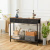 Industrial Wooden Retro Narrow Slim Console Side Table Drawers Hallway Furniture