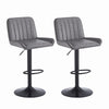 Round Black MDF Silver Base Bar Table & 2x Grey PU Leather Bar Stools Black Base