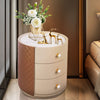 Leather Storage Cabinet Floor Standing Round Cupboard Bedside Table Nightstand