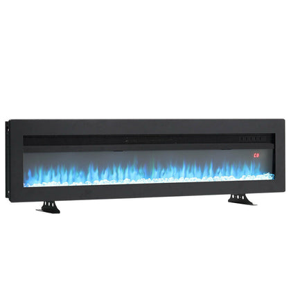 60'' Electric Fireplace Wall/Freestanding Heater - Crystals LED Flames -2 Heated