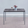 Set of Grey Marble MDF Top Dining Table & 4pcs White Faux Leather Dining Chairs