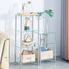 Pair of 3 Tiers Clear Tempered Glass Side End Table Storage Shelves Living Room