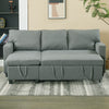 3 Seater Grey Linen Fabric Sofa Bed Pull Out Sofabed with Storage Lounge Chaise