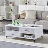 High Gloss Coffee Table MDF Drawer Shelf Storage Living Room Lounge Metal Legs