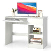 Wooden Computer Desk with Pull-out Keyboard Tray & Adjustable Storage Shelves