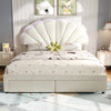 UPHOLSTERED BED 4FT6 DOUBLE BED FRAME WITH LED HEADBOARD FOR ADULTS, TEENAGERS
