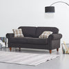 2, 3 Seater Black Linen Fabric Couch Sofa Armchair with 2 Pillows Living Room