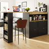 360°Dining Bar Table Kitchen Island with Storage Cabinet Cupboard & Open Shelves
