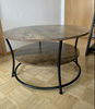 Round Industrial Coffee Table Rustic Metal Furniture Vintage Side Storage Shelf
