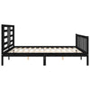 BULANED Bed Frame with Headboard Black 200x200 Solid Wood, Bedroom P7Q4