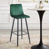 Set of 2 Velvet Chairs High Back Bar Stools Footrest Backrest Metal Legs Pub