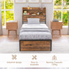 Single - Industrial Style Single Bed Frame with Storage Headboard and Underneath