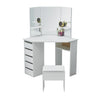 Corner Dressing Table Stool Vanity Set White Makeup Dresser Mirror 5 Drawers NEW