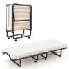 200cm Folding Bed Metal Frame Portable Foldable Guest Bed w/ Mattress & Wheels