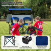 Folding Double Beach Chair w/ Adjustable Canopy Portable Loveseat Blue
