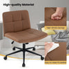 Criss Cross Chair PU Leather Upholstered Legged Office Chair w/ Wheels (Brown)