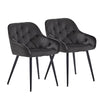 2X Velvet Dining Chairs Tufted Seat Metal Leg Dining Room Kitchen Chair Grey
