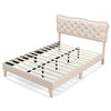 Double Size Bed Frame Wooden Slats Platform Upholstered Button Tufted Headboard
