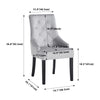 2pcs Grey Velvet Dining Chairs Button-Tufted Upholstered Armchairs with Rivets