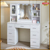 White Dressing Table Wood Makeup Desk with LED Mirror 7 Drawers Storage Bedroom