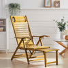 Folding Sun Lounger Garden Bamboo Chair Bed Outdoor Patio Recliner Headrest NEW