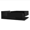 LED Wooden Glass Coffee Table with Drawer Storage for Living Room, Black