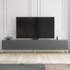 TV Unit I 200cm Wide Cabinet I Grey Fluted Doors I Gold Base I Modern Style