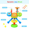 Kids Musical Instrument Electronic Rock Band Big Drum Set w/ Microphone Chair