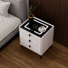 LED Bedside Table with 3 Drawers Wireless Charging Side Cabinet Nightstand White