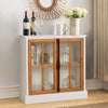 Sideboard Buffet Cabinet Bar Wine Cabinet Wood-Framed Glass Door Storage Cabinet
