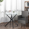 Round Bar Table with Tempered Glass Top, Kitchen Dining Table with Metal Legs
