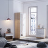 Modern High Gloss Chest of 4 Drawers White&Oak Storage Cabinet Bedroom Furniture