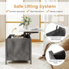 Lift Up Coffee Table Rising Center Table with 3 Cubes & Lift Top-Grey