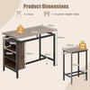 Industrial Bar Table and Stools Tall Rustic Kitchen Vintage Breakfast Dining Set