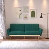3 Seater Velvet Sectional Sofa Bed Striped Detail Click Clack Sleeper Sofa Bed