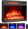 Electric Fireplace Heater Flame Effect Remote Freestanding Black With Timer LED