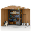 8 x 6ft Garden Storage Shed with Double Door Brown Wood Effect