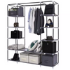 Portable Fabric Canvas Wardrobe Clothes Hanging Rail Shelves Storage Cupboard UK
