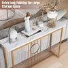 Long Sofa Side Table Narrow Accent Table w/Adjustable Foot Pads-White