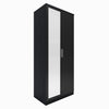 Black 2 Door High Gloss Wardrobe Bedroom Set Furniture Storage with Hanging Rail