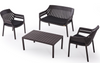 4pcs Garden Patio Bistro Coffee Sofa Set 2 Chairs Table Black Plastic Outdoor UK