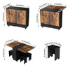 Vintage Wooden Drop Leaf Dining Table & 4 Stools Set Foldable Kitchen Furniture