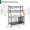 Sports Equipment Storage Rack w/ Universal Wheels-Black