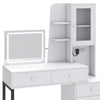 Dressing Table with Cabinet, LED Light, USB Ports, 5 Drawers, for Bedroom