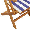 Folding Garden Chairs 8 pcs Blue and White Fabric and Solid Wood U1Z7