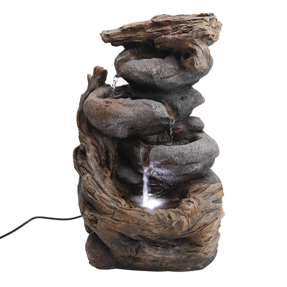 Garden Water Feature Fountain LED Lights Indoor Outdoor Statue Electric Powered